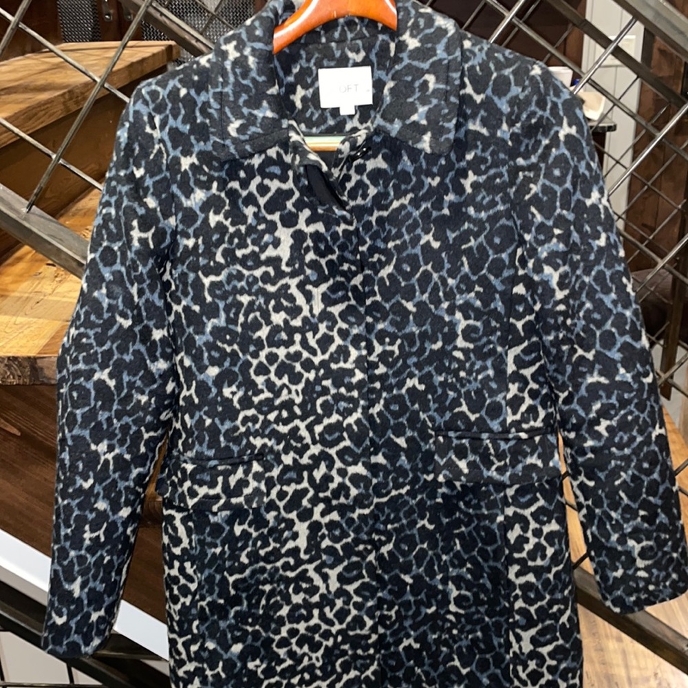 Loft Leopard Wool Pea Coat